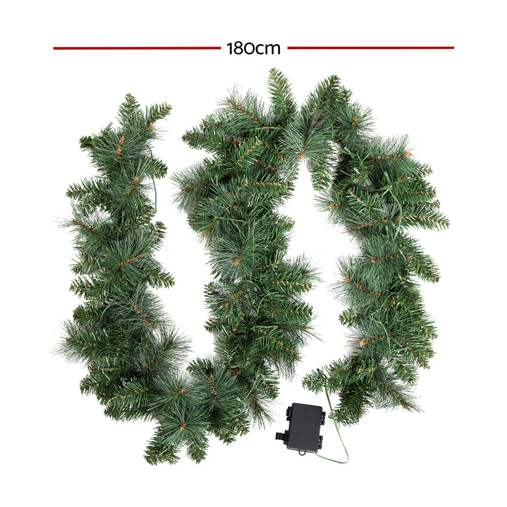 1.8M Pre-Lit Christmas Garland with 30 Warm White LEDs