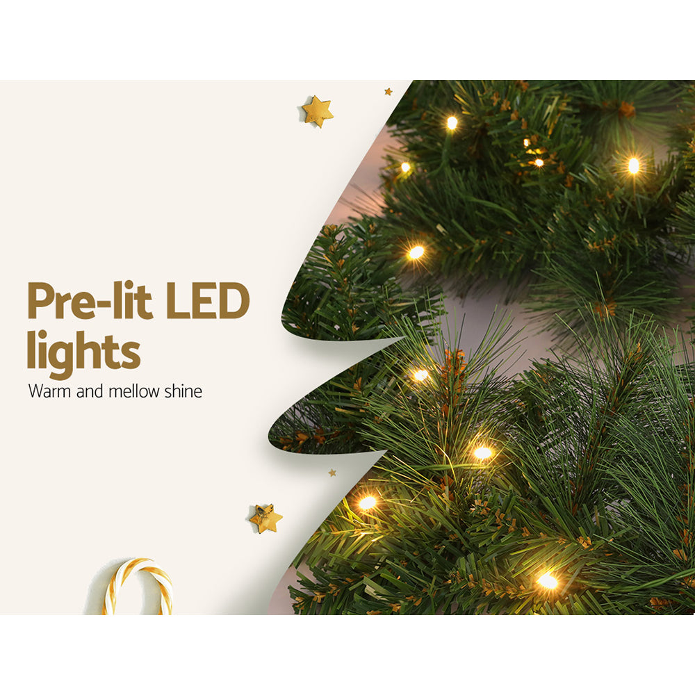 1.8M Pre-Lit Christmas Garland with 30 Warm White LEDs