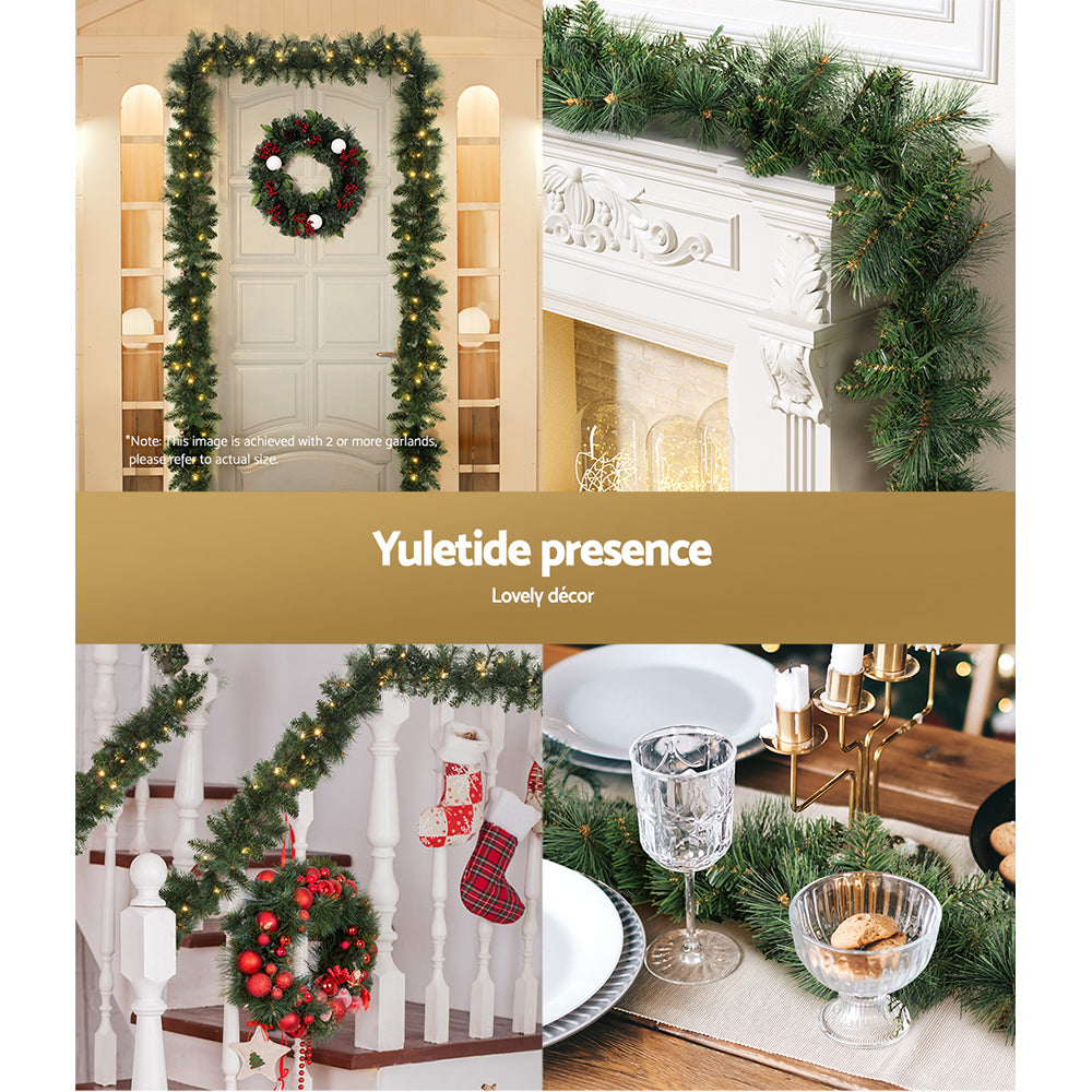 1.8M Pre-Lit Christmas Garland with 30 Warm White LEDs