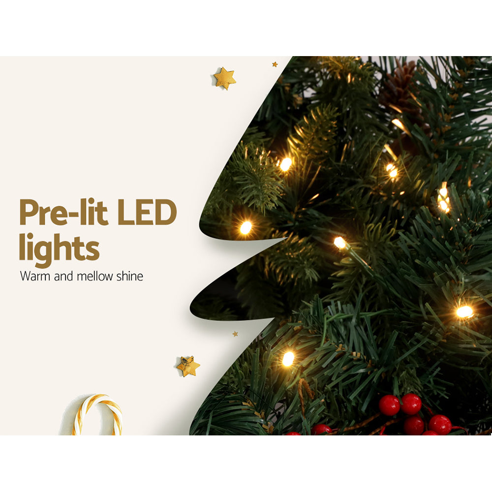 2.4M Pre-Lit Christmas Garland with Pinecones, Berries & 40 Warm White LEDs