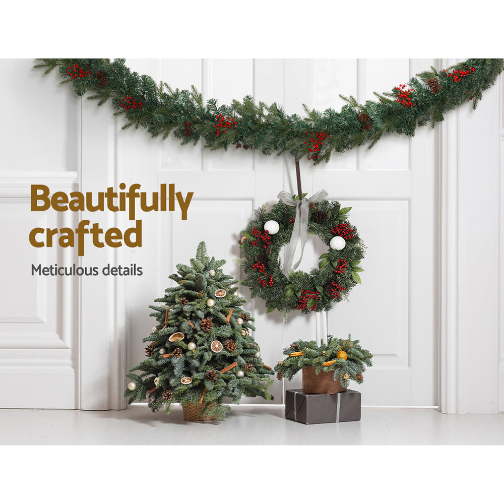 2.4M Pre-Lit Christmas Garland with Pinecones, Berries & 40 Warm White LEDs