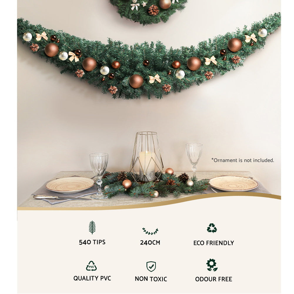 2.4M Green Christmas Garland with 540 Tips