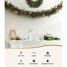 2.7M Christmas Garland with Red Berries, Pine Cones & Baubles
