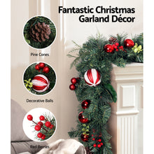2.7M Christmas Garland with Red Berries, Pine Cones & Baubles