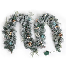 2.7M Pre-Lit Snow Frosted Christmas Garland with Pinecones & Baubles