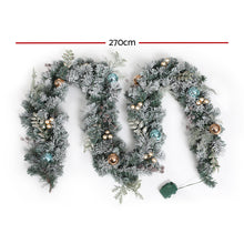 2.7M Pre-Lit Snow Frosted Christmas Garland with Pinecones & Baubles