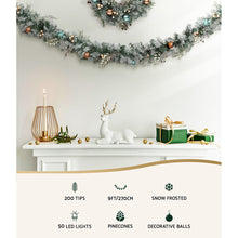 2.7M Pre-Lit Snow Frosted Christmas Garland with Pinecones & Baubles