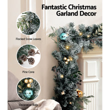2.7M Pre-Lit Snow Frosted Christmas Garland with Pinecones & Baubles