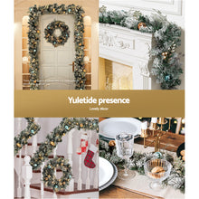 2.7M Pre-Lit Snow Frosted Christmas Garland with Pinecones & Baubles