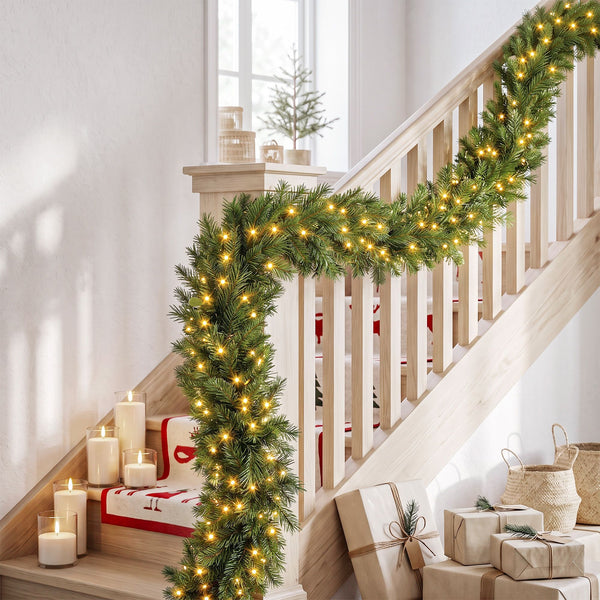 2.7M Pre-Lit Christmas Garland with 45 Warm White LED
