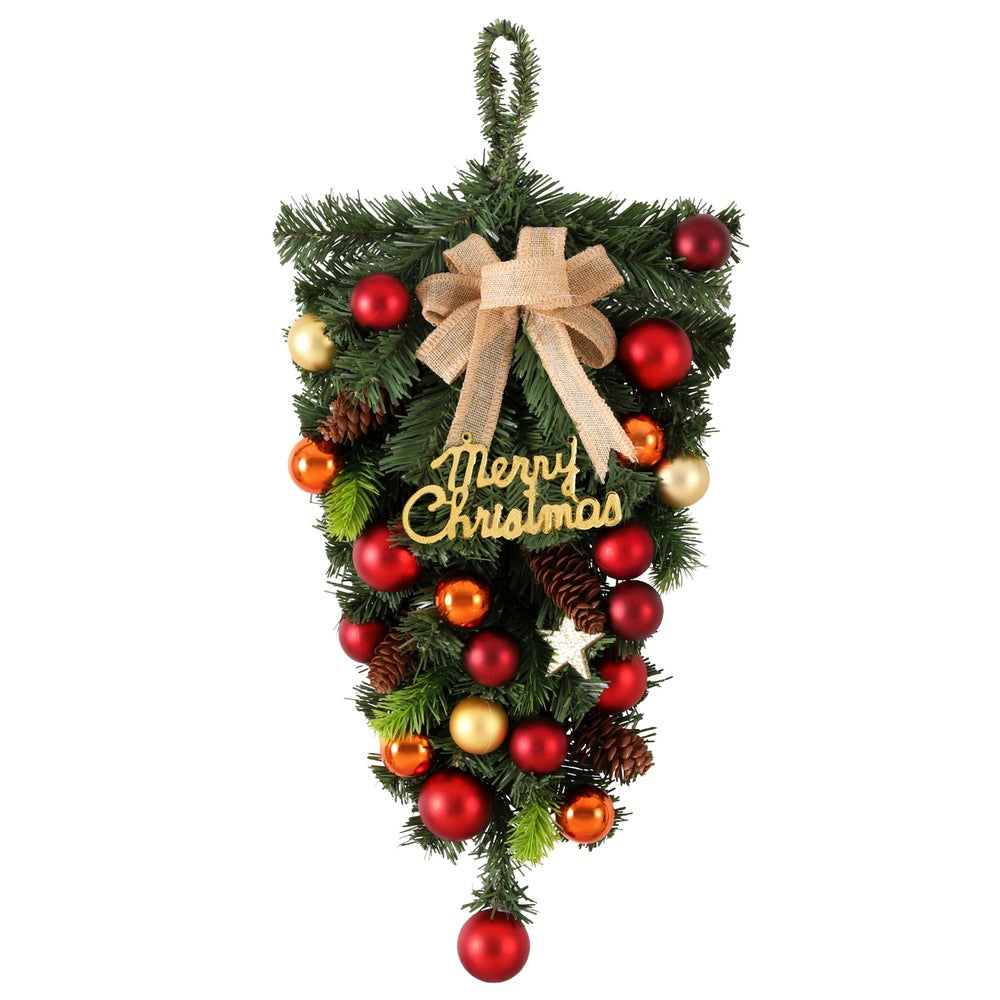 50CM Hanging Christmas Garland with Baubles & Merry Christmas Sign