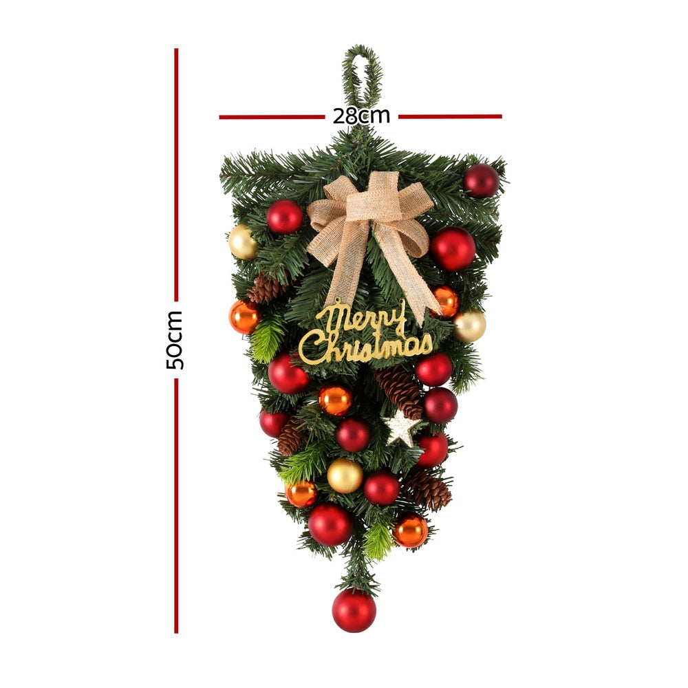 50CM Hanging Christmas Garland with Baubles & Merry Christmas Sign
