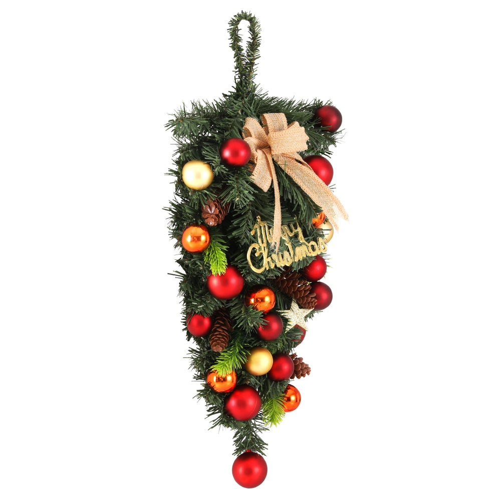 50CM Hanging Christmas Garland with Baubles & Merry Christmas Sign