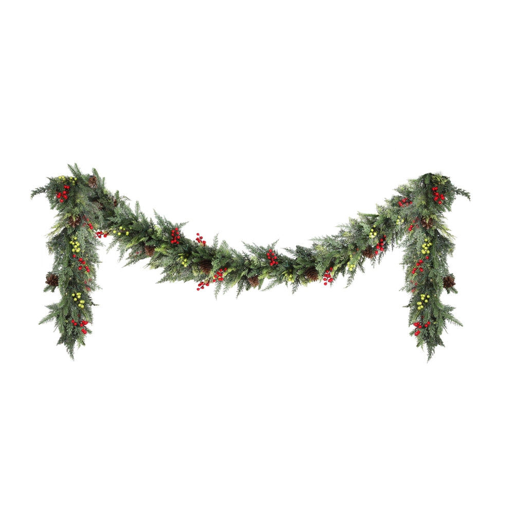3M Pre-Lit Christmas Garland with 120 Warm White LEDs & Pine Cones