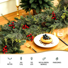 3M Pre-Lit Christmas Garland with 120 Warm White LEDs & Pine Cones