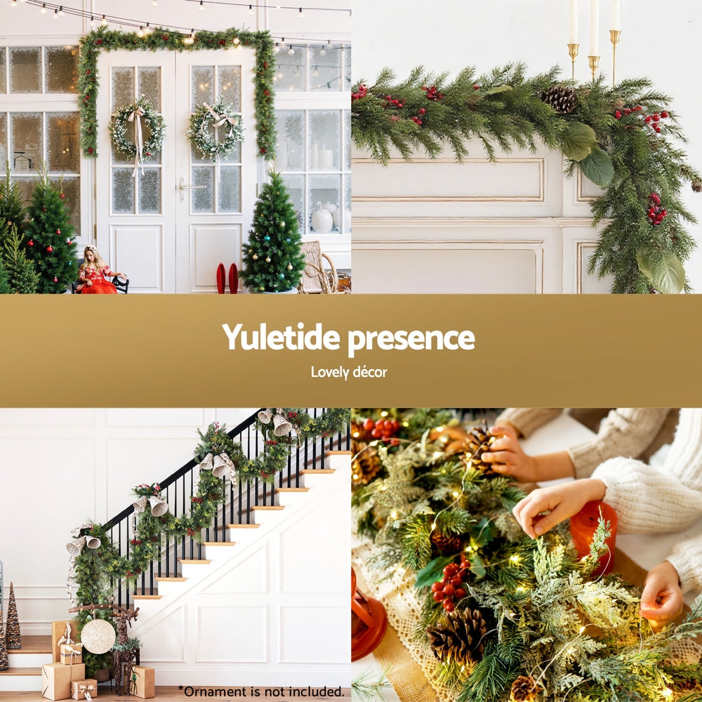 3M Pre-Lit Christmas Garland with 120 Warm White LEDs & Pine Cones