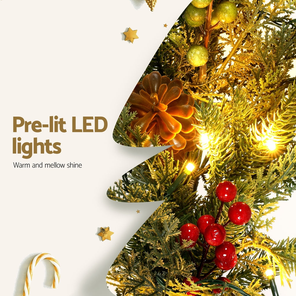3M Pre-Lit Christmas Garland with 120 Warm White LEDs & Pine Cones