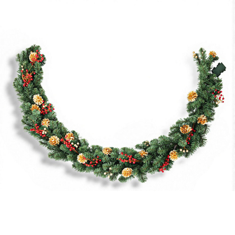 1.8M Pre-Lit Christmas Garland with Pinecones & Berries