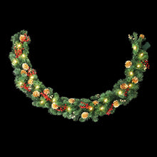 1.8M Pre-Lit Christmas Garland with Pinecones & Berries