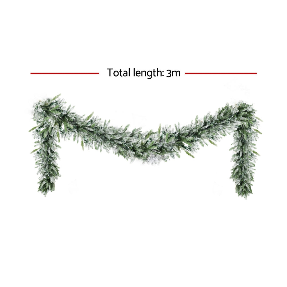 3M Pre-Lit Snow-Frosted Christmas Garland with 100 Warm White LEDs