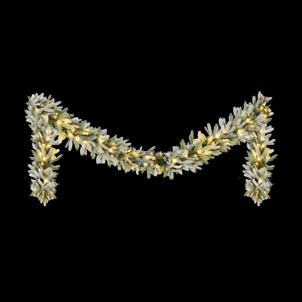 3M Pre-Lit Snow-Frosted Christmas Garland with 100 Warm White LEDs
