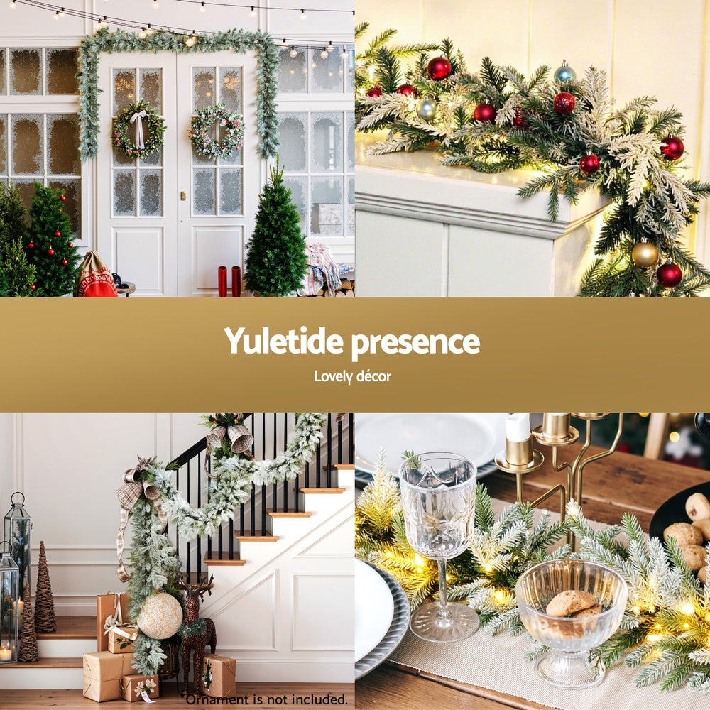 3M Pre-Lit Snow-Frosted Christmas Garland with 100 Warm White LEDs