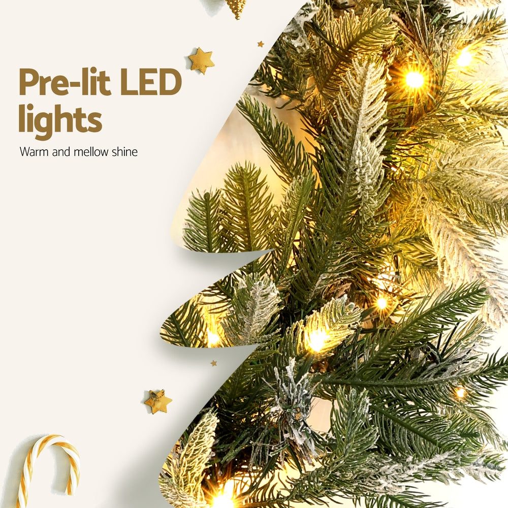 3M Pre-Lit Snow-Frosted Christmas Garland with 100 Warm White LEDs