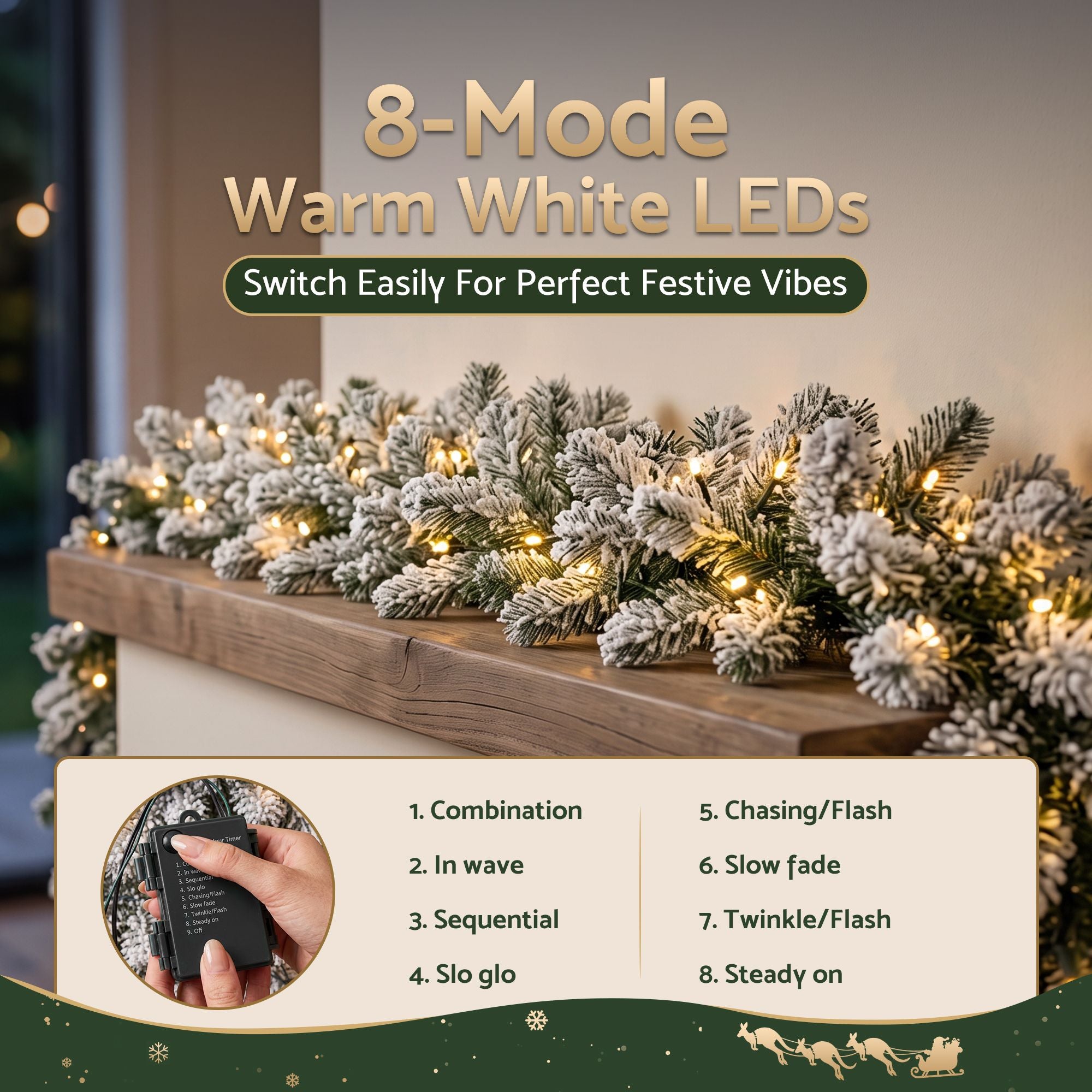1.8M Pre-Lit Christmas Garland with 40 Warm White LED