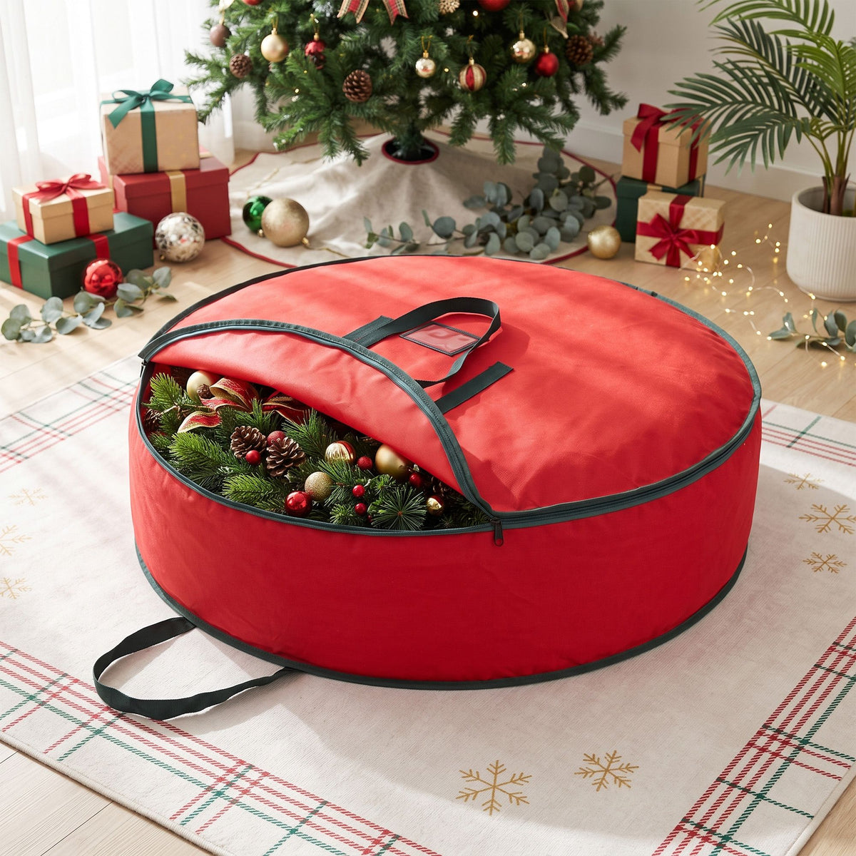 91CM Red Christmas Wreath & Garland Storage Bag