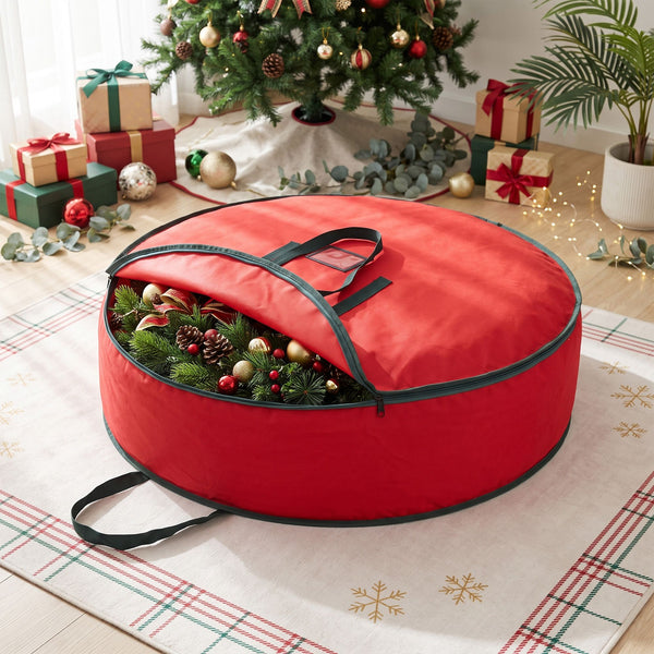 91CM Red Christmas Wreath & Garland Storage Bag