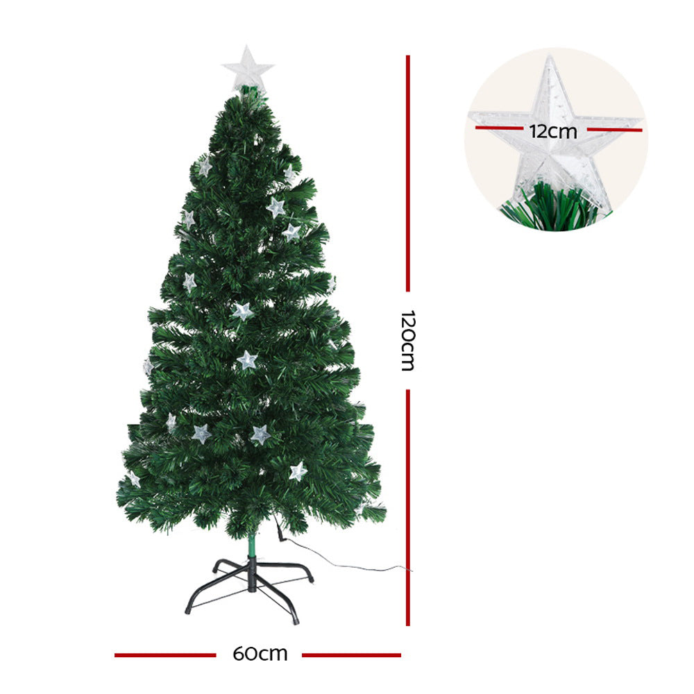 4FT Fibre Optic Christmas Tree with Multi-Colour LEDs & Star Topper