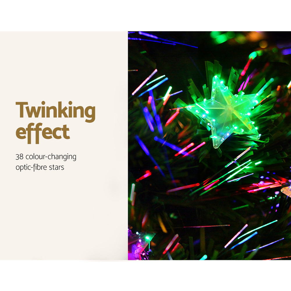 6FT Fibre Optic Christmas Tree with Multi-Colour LEDs & Star Topper