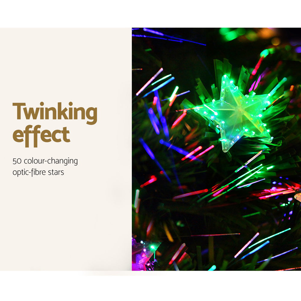 7FT Fibre Optic Christmas Tree with Multi-Colour LEDs & Star Topper