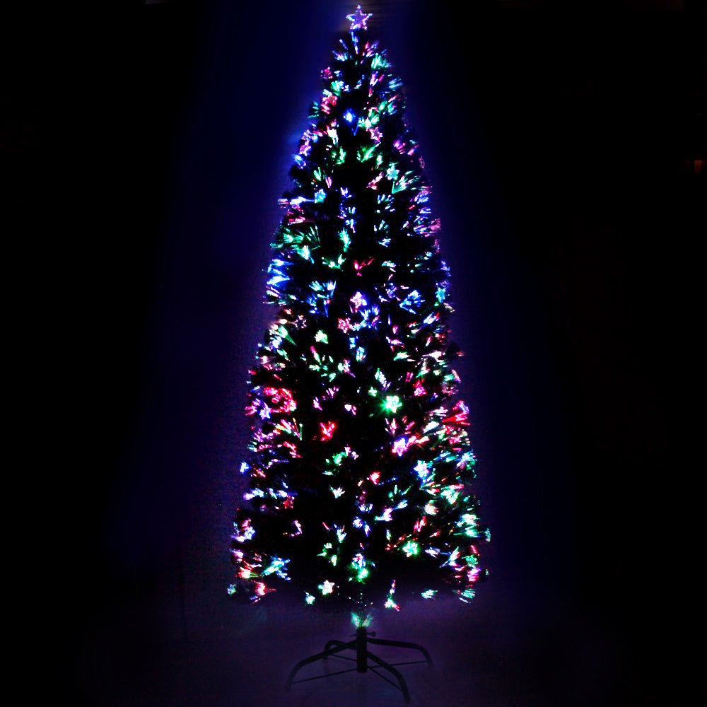 8FT Optic Fibre LED Christmas Tree with Multi-Colour Pre-Lit with Star Topper