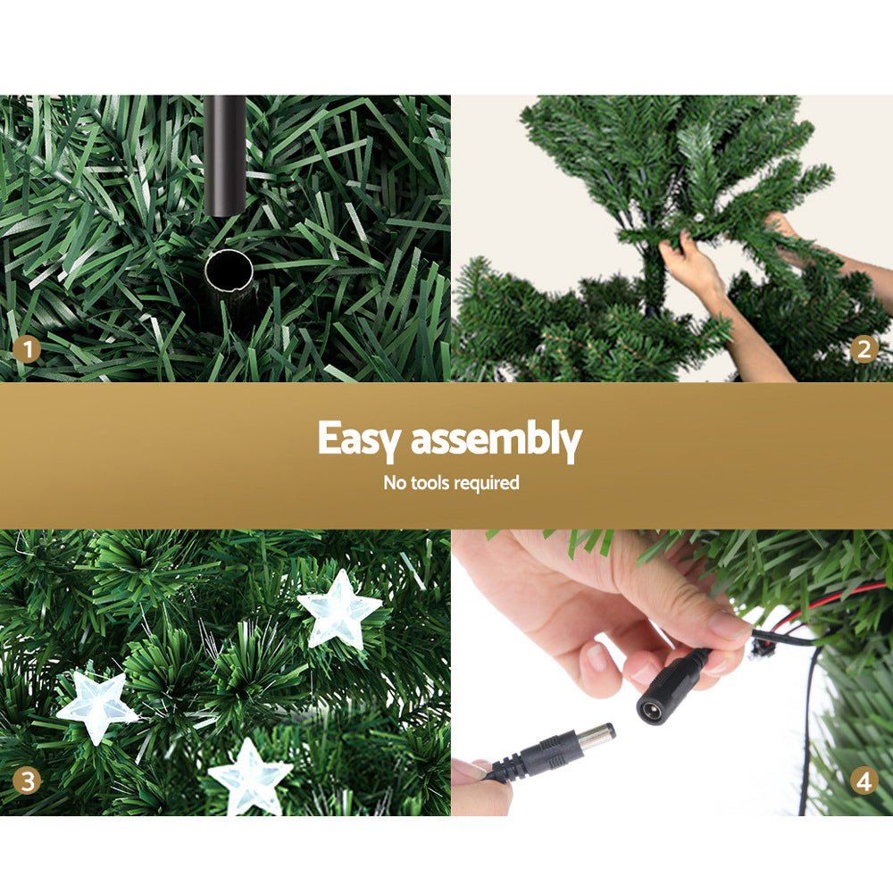 8FT Optic Fibre LED Christmas Tree with Multi-Colour Pre-Lit with Star Topper