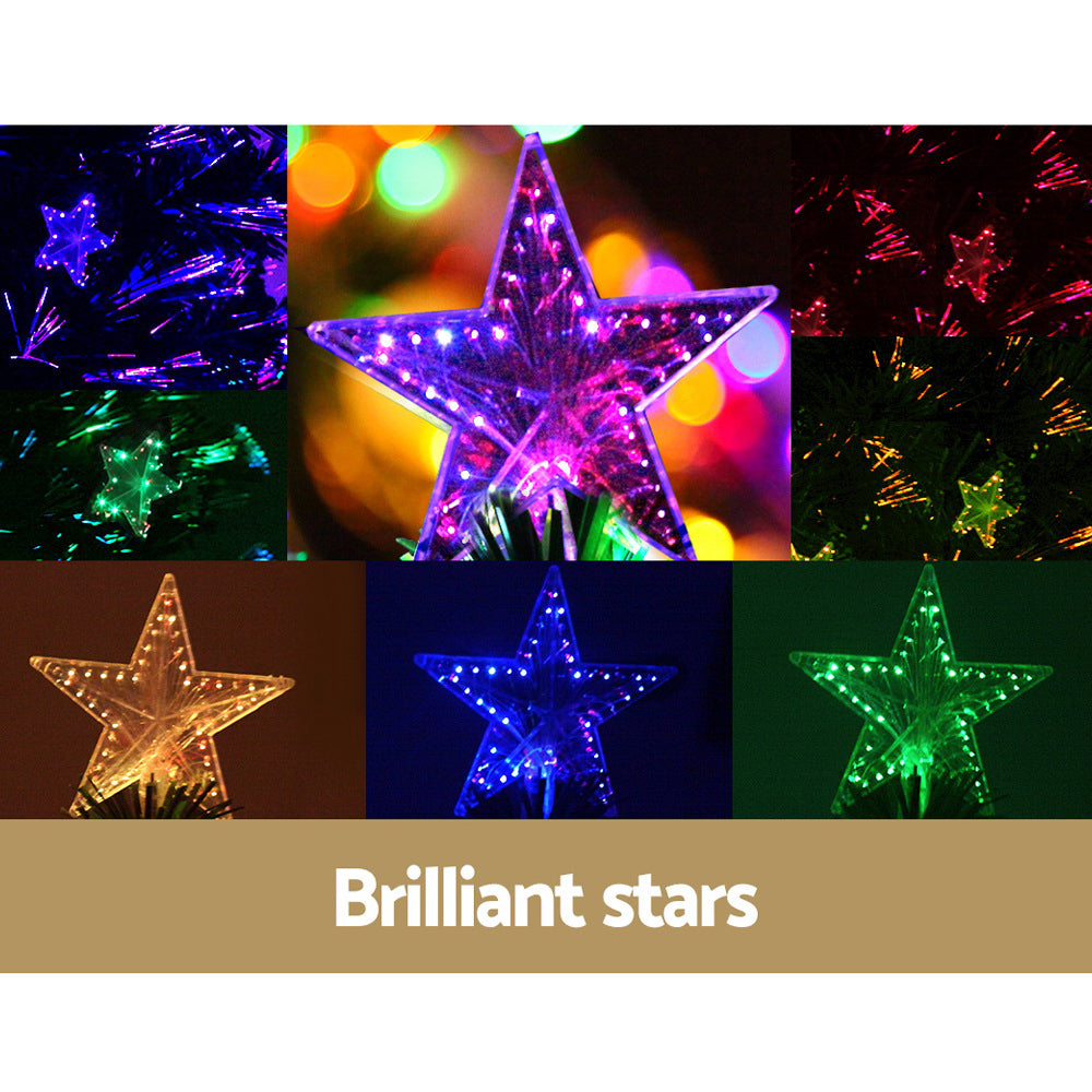 8FT Optic Fibre LED Christmas Tree with Multi-Colour Pre-Lit with Star Topper