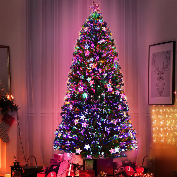 8FT Fibre Optic Christmas Tree – 320 Tips, Multicolour LED Lights