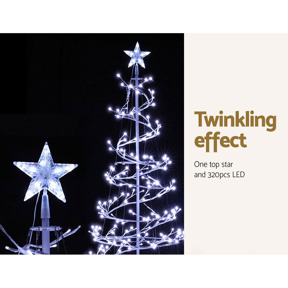 6FT Spiral LED Christmas Tree with 320 Cold White LEDs
