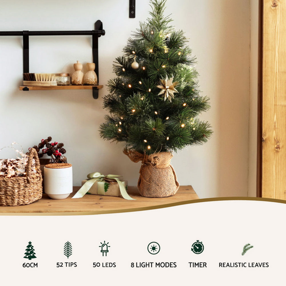 60CM Tabletop Christmas Tree with 50 LED Lights
