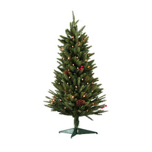 90CM Pre-Lit Tabletop Christmas Tree with Pinecones & Red Berries