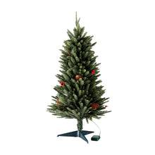 90CM Pre-Lit Tabletop Christmas Tree with Pinecones & Red Berries