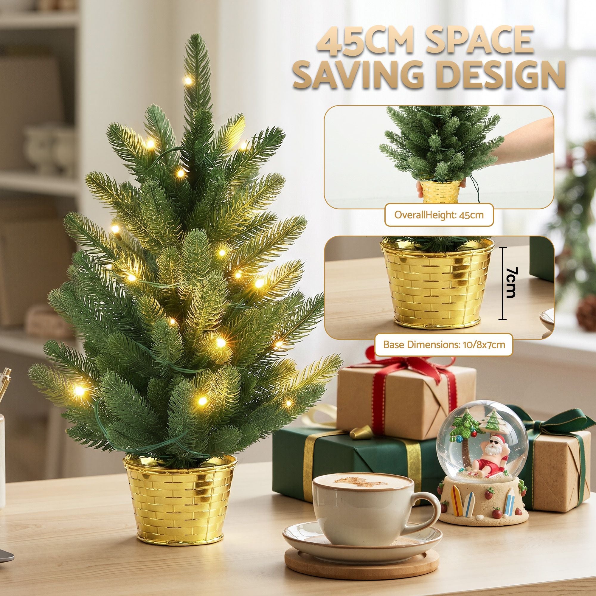 45CM Pre-Lit Tabletop Christmas Tree with 20 LED lights