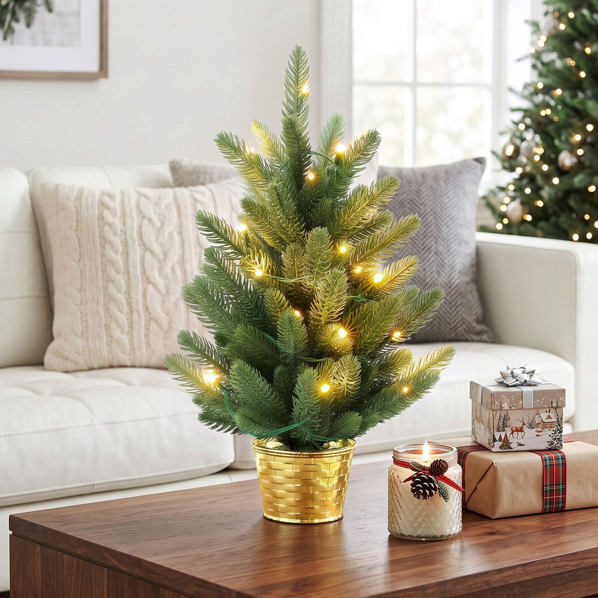 45CM Pre-Lit Tabletop Christmas Tree with 20 LED lights