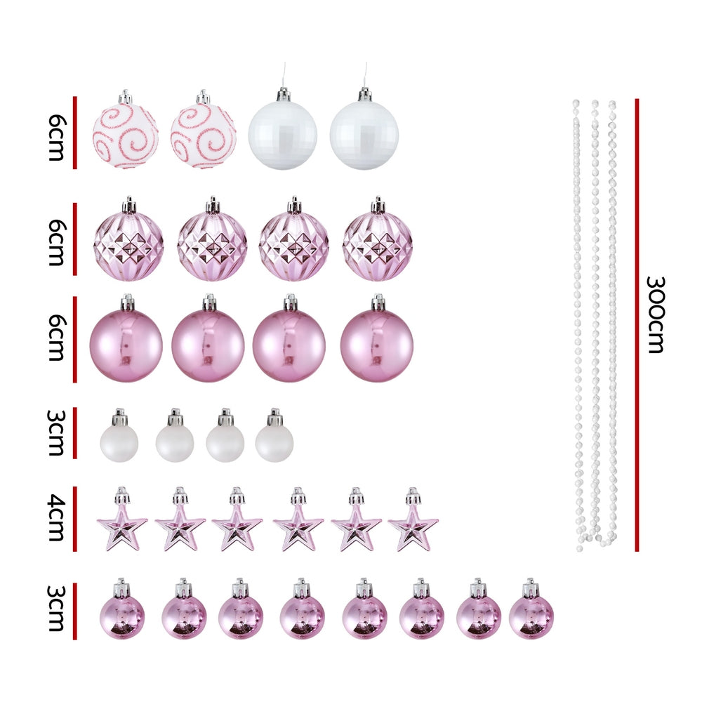 33 Piece Pink & White Christmas Bauble Decoration Set