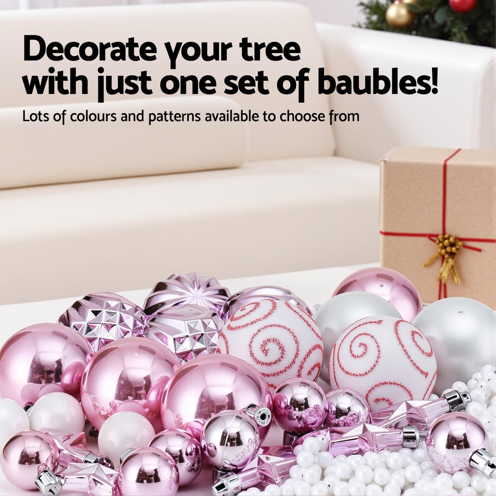 33 Piece Pink & White Christmas Bauble Decoration Set