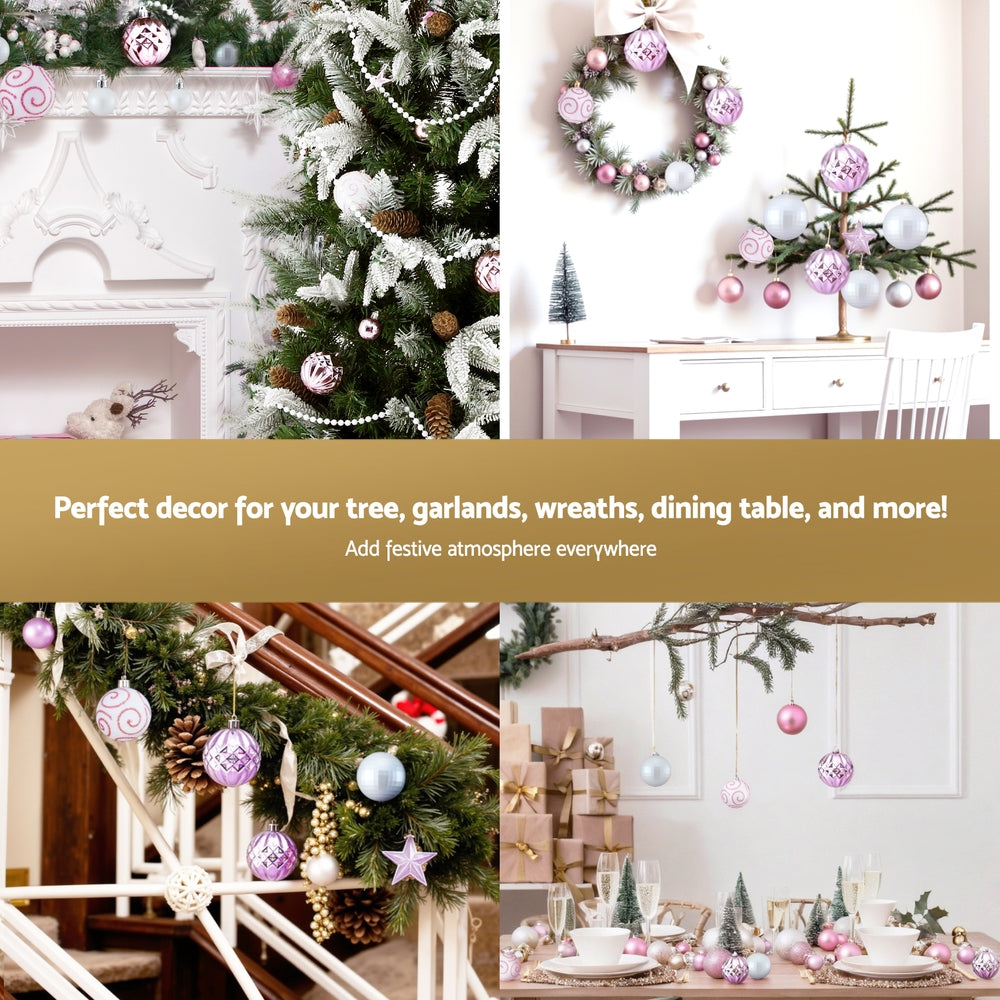 33 Piece Pink & White Christmas Bauble Decoration Set