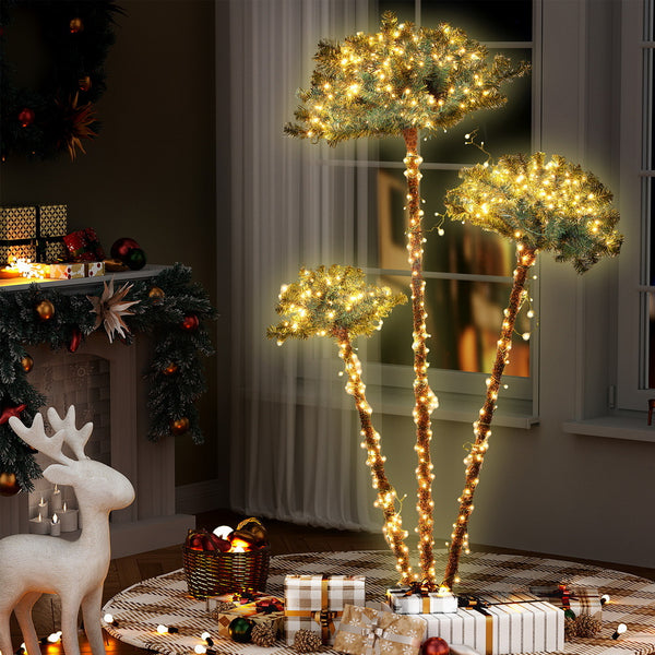 3-in-1 LED Christmas Palm Tree Set – 240 Tips, 930 Warm White LED Lights