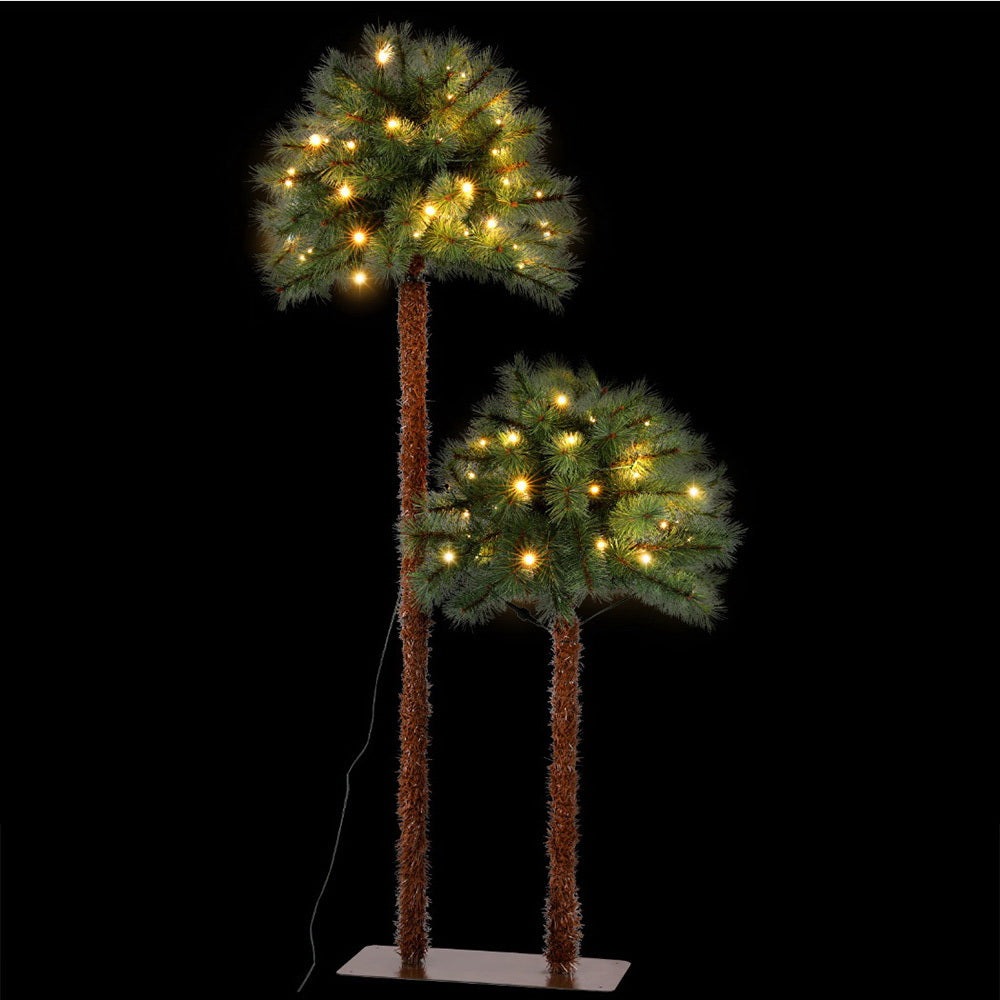 1.5M & 1M Pre-Lit Christmas Palm Tree Set with 70 Warm White LEDs