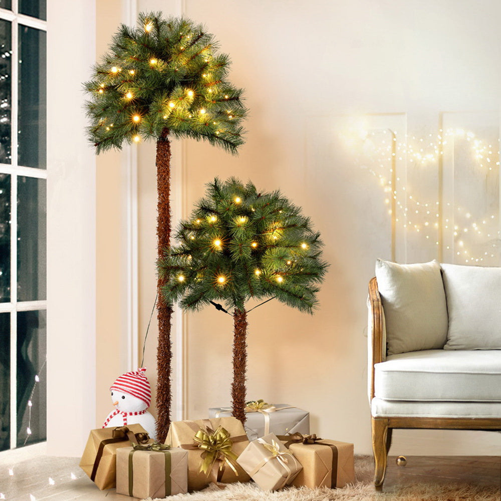 1.5M & 1M Pre-Lit Christmas Palm Tree Set with 70 Warm White LEDs