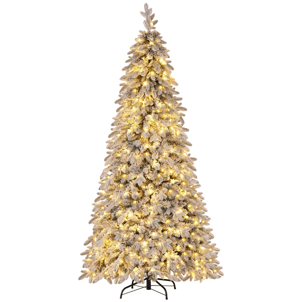 7FT Snow-Flocked Pencil Christmas Tree with 350 LED Lights